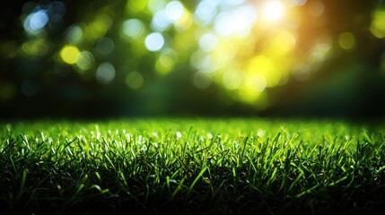 Obraz premium Lush green grass field bathed in sunlight
