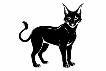 caracal silhouette line art vector illustration