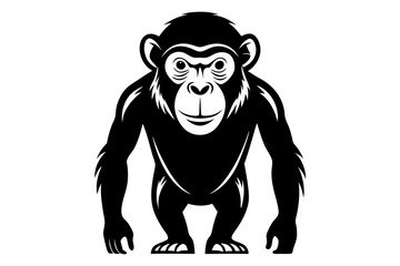 chimpanzee silhouette line art vector illustration