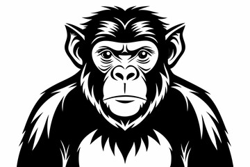 chimpanzee silhouette line art vector illustration