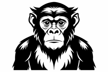 chimpanzee silhouette line art vector illustration