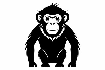 chimpanzee silhouette line art vector illustration