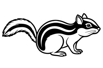 chipmunk silhouette line art vector illustration