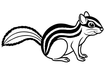 chipmunk silhouette line art vector illustration
