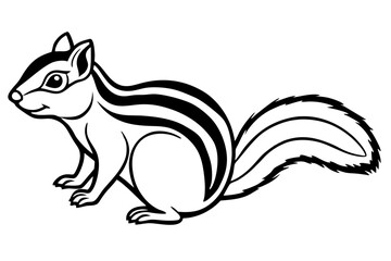 chipmunk silhouette line art vector illustration