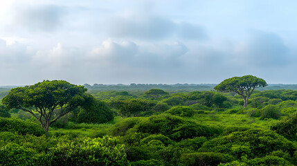 Obraz premium Panoramic View Of Lush Green Forest Canopy