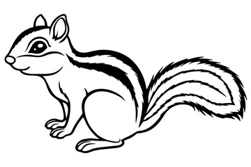 chipmunk silhouette line art vector illustration