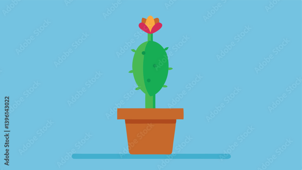 Poster cactus plant a frail cactus in a tiny pot with a single drooping flower representing resilience in h