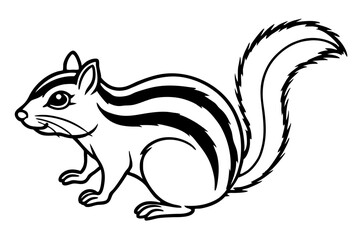 chipmunk silhouette line art vector illustration