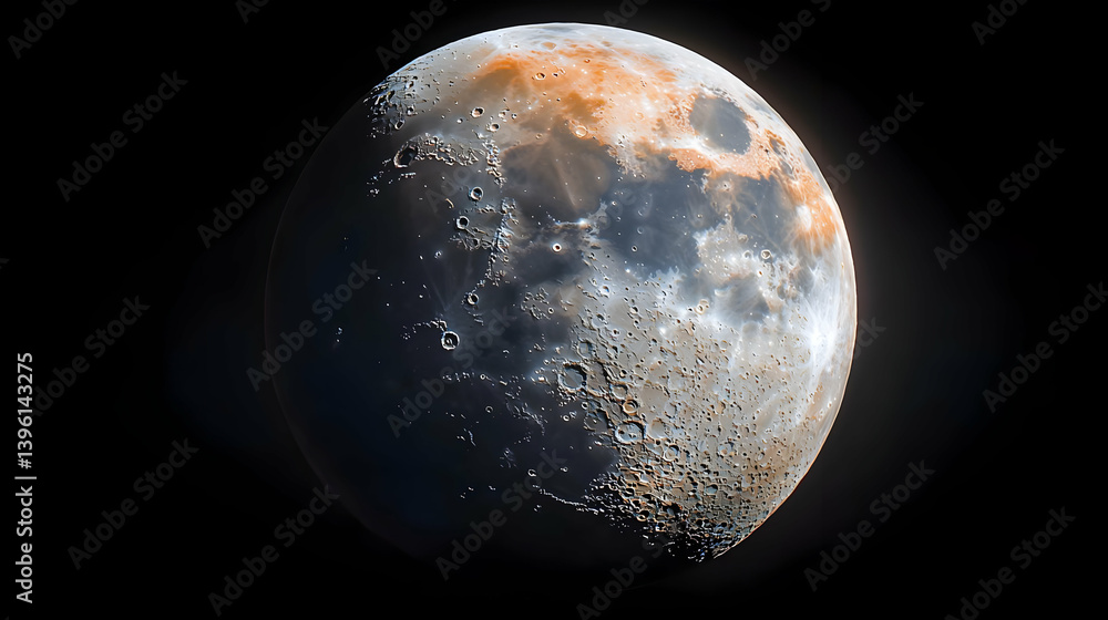 Wall mural detailed close up view of the moon with craters