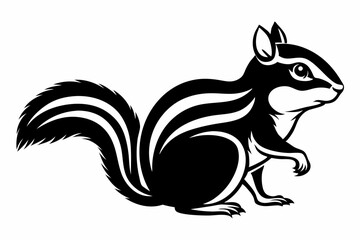 Obraz premium chipmunk silhouette line art vector illustration