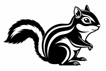 chipmunk silhouette line art vector illustration