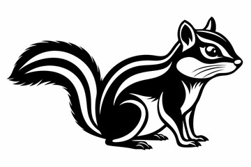 chipmunk silhouette line art vector illustration