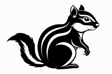 chipmunk silhouette line art vector illustration