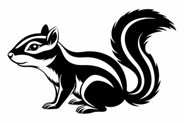 chipmunk silhouette line art vector illustration