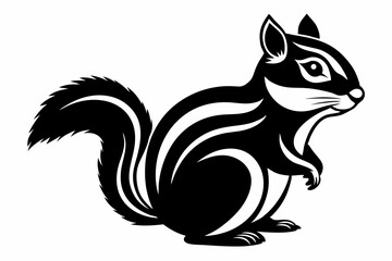 chipmunk silhouette line art vector illustration