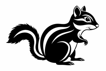 chipmunk silhouette line art vector illustration