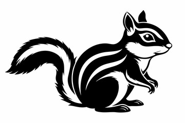 chipmunk silhouette line art vector illustration