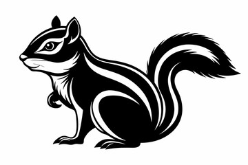 chipmunk silhouette line art vector illustration