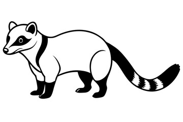 coati silhouette line art vector illustration