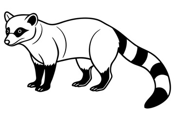 coati silhouette line art vector illustration