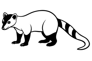 coati silhouette line art vector illustration