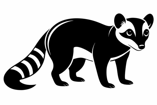 black and white raccoon standing clip art preview