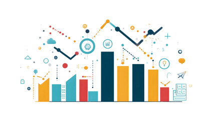 Fototapeta premium Colorful Business Growth Chart with Icons and Data Visualization Elements