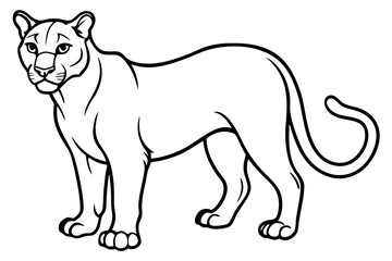 cougar silhouette line art vector illustration
