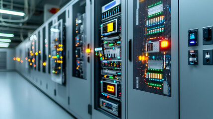 Obraz premium Modern Electrical Panels In Server Room