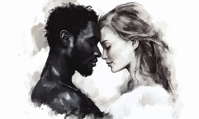 Fototapeta premium black man white woman representing interracial couple image set valentine day depicts loving couple embracing touching foreheads
