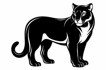 cougar silhouette line art vector illustration