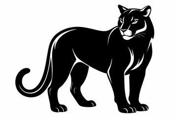 cougar silhouette line art vector illustration