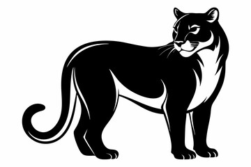 cougar silhouette line art vector illustration