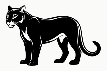 cougar silhouette line art vector illustration
