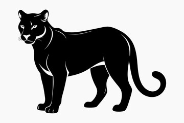 cougar silhouette line art vector illustration