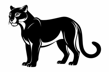 cougar silhouette line art vector illustration