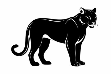 cougar silhouette line art vector illustration