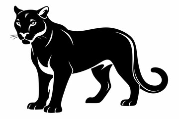 cougar silhouette line art vector illustration