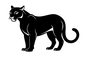 cougar silhouette line art vector illustration