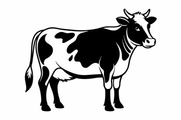 cow silhouette line art vector illustration