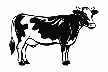 cow silhouette line art vector illustration