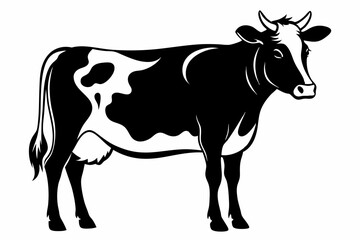 cow silhouette line art vector illustration