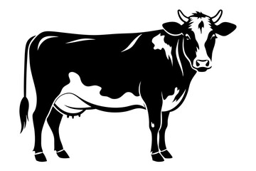 cow silhouette line art vector illustration