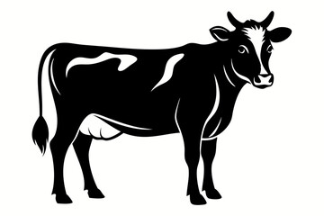 cow silhouette line art vector illustration