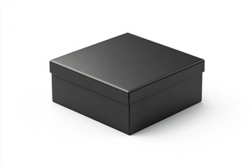 Naklejka premium Black Square Box Closed on White Background Ready for Gift Giving