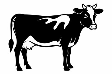 cow silhouette line art vector illustration