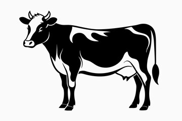 cow silhouette line art vector illustration