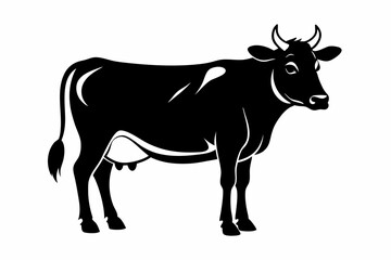 cow silhouette line art vector illustration