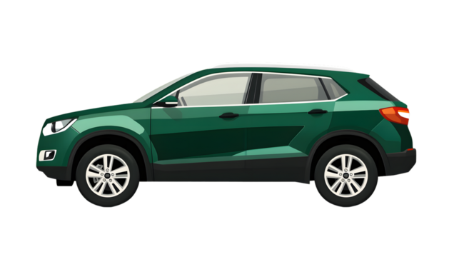 Compact SUV in Green Side View Illustration for Automotive and Transportation Concepts